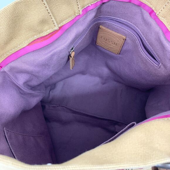 Fossil Jesse Floral Canvas Large Tote Bag Purse - Picture 6 of 12